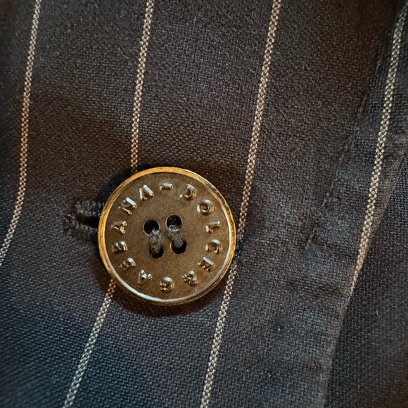 GUC DOLCE & GABBANA PINSTRIPE BUSINESS PANT SUIT BLACK TAN STRIPE SIZE 48 - Picture 4 of 12